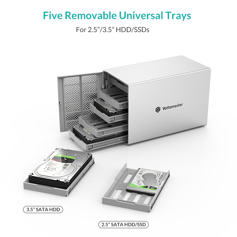 Yottamaster Aluminum Alloy 5 Bay USB3.0 3.5