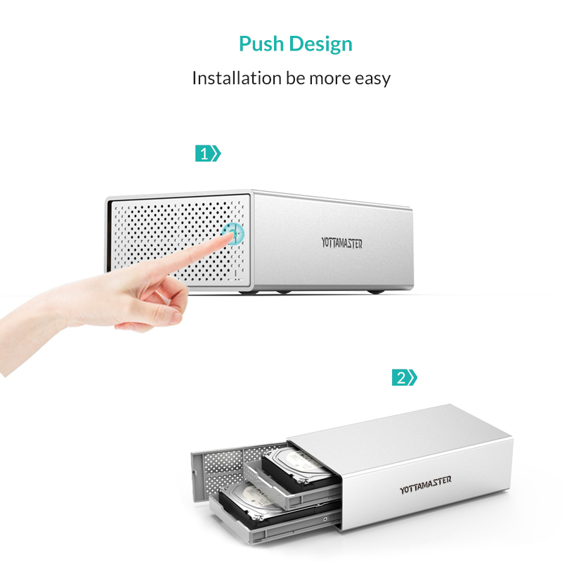 Yottamaster Aluminum 2 Bay USB3.0 Hard Drive RAID Array Enclosure