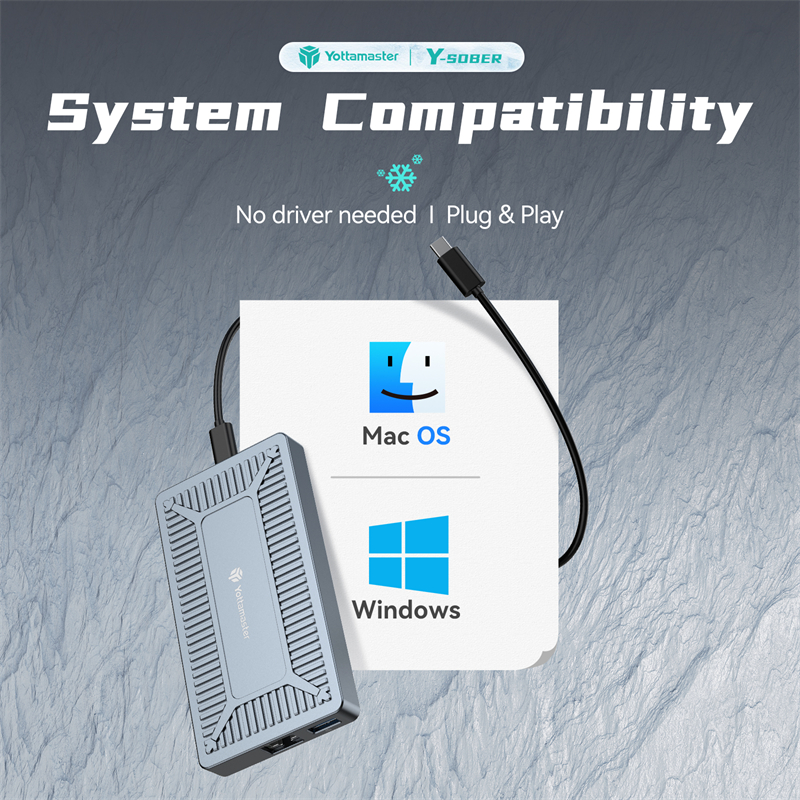 Yottamaster USB C Hub with M.2 NVMe Enclosure Support up to 4TB, 9