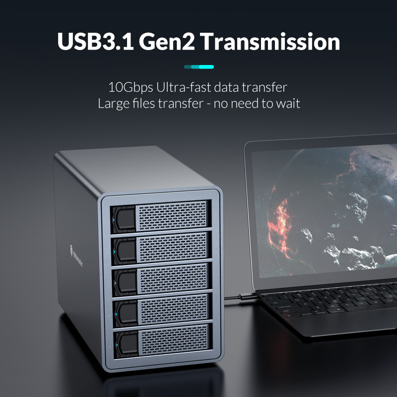 Yottamaster 5 Bay Hard Drive Enclosure Daisy Chain up to 240TB